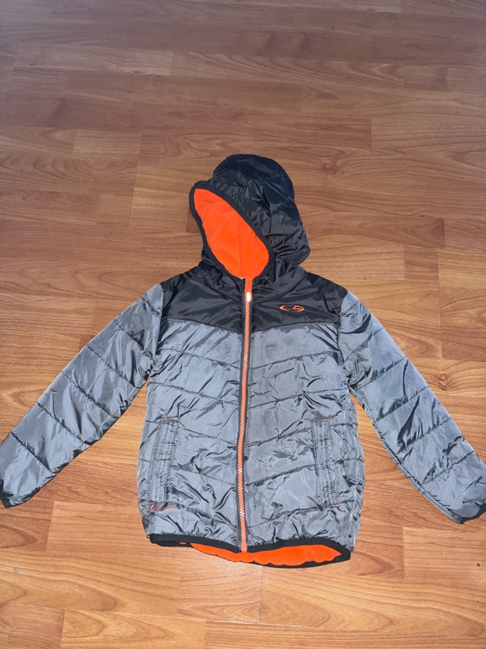 C9 by Champion Gray & Black Puffer Jacket with Orange Lining
